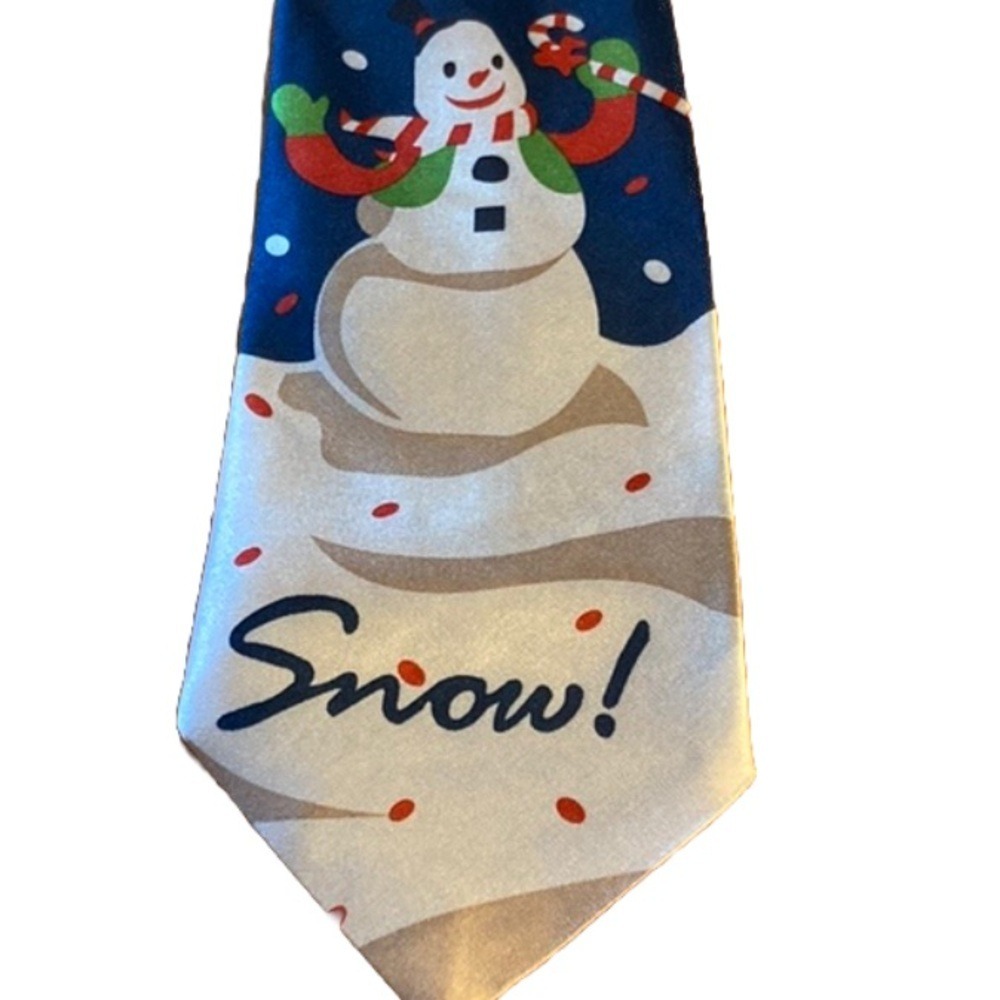 Mens Let It Snow Snowman‎ Christmas Holiday Festive Novelty Silk Necktie Tie 90s